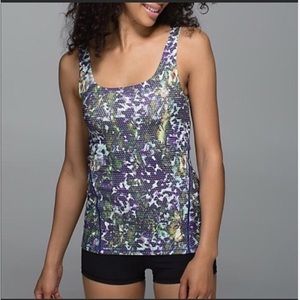 Lululemon Amala Green and Purple Floral Tank Top